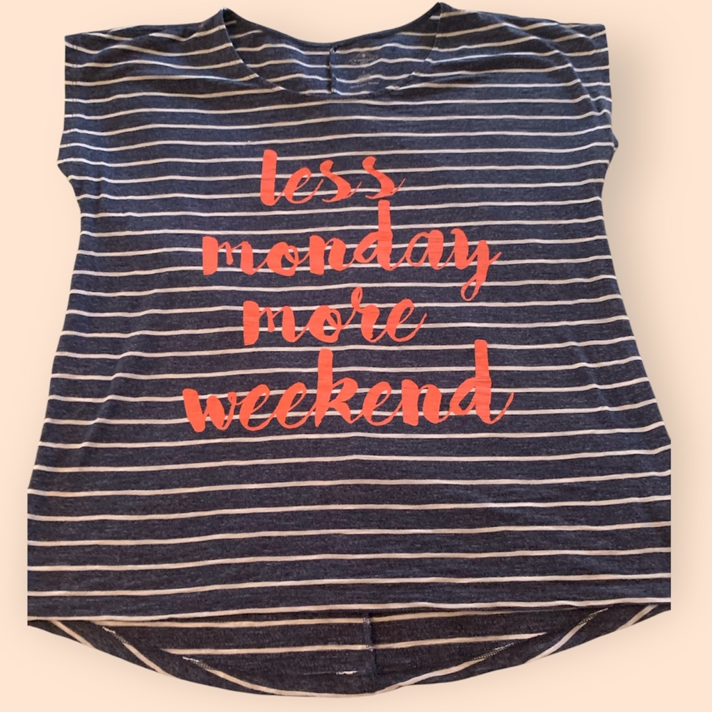 St. John's Bay Navy And White Striped Top, Size Large , More Weekend